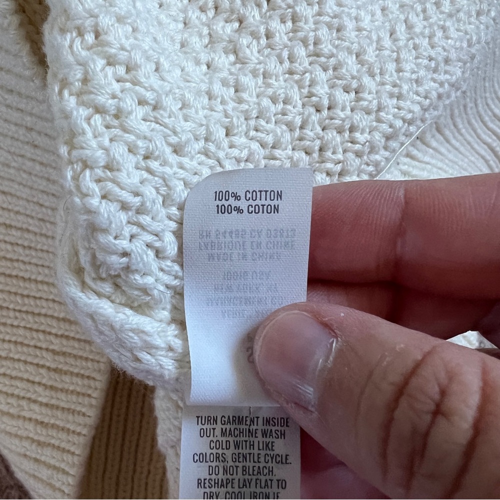 Aerie Cable Knit Crochet Cotton Oversized Cardigan Preppy Cottage Coastal‎ Sz S - Picture 3 of 8